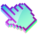 3D Aquamarine Blue Pixel cursor