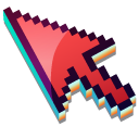 3D Carmine Red Pixel pointer