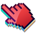 3D Carmine Red Pixel cursor