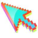 3D Light Turquoise Pixel pointer