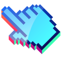 3D Sky Blue Pixel cursor