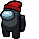 Among Us Black Character in Beanie Hat cursor