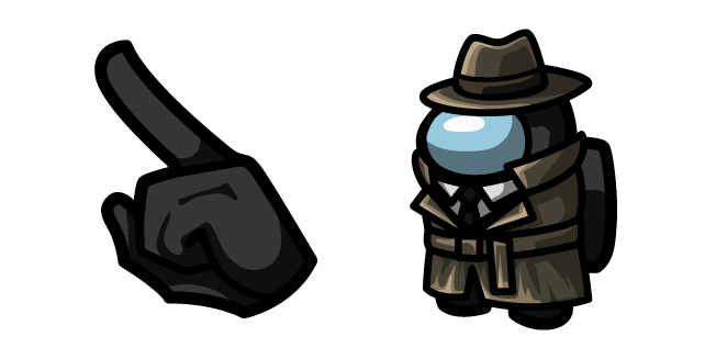 Among Us Black Noir Detective Character