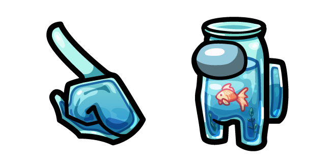 Among Us Blue Aquarium with Golden Fish Character
