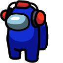 Among Us Blue Character in Landing Headset cursor