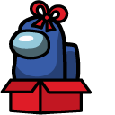 Among Us Blue Character in Red Gift Box cursor