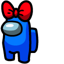 Among Us Blue Character with Red Bow Hat cursor