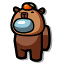 Among Us Brown Character in a Capybara Hat cursor