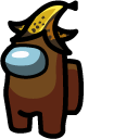 Among Us Brown Character in Banana Hat cursor