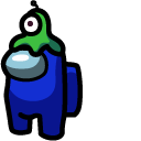 Among Us Character in Brainslug Hat and UFO cursor