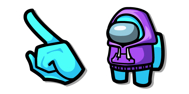 Among Us Cyan Character in a Purple Hoodie