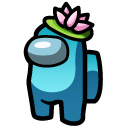 Among Us Cyan Character in a Water Lily Hat cursor