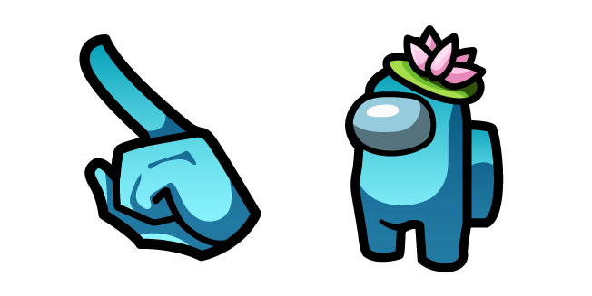 Among Us Cyan Character in a Water Lily Hat