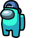 Among Us Cyan Character in Backwards Cap cursor