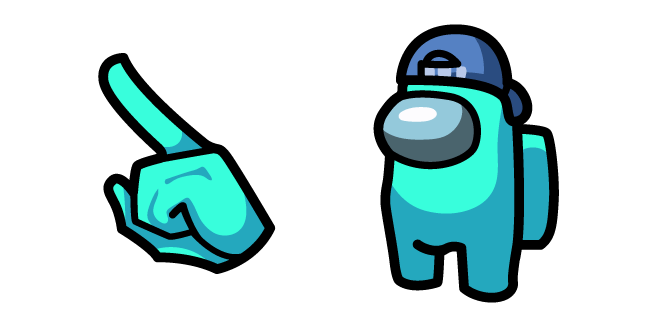 Among Us Cyan Character in Backwards Cap