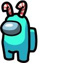Among Us Cyan Character in Candy Canes cursor