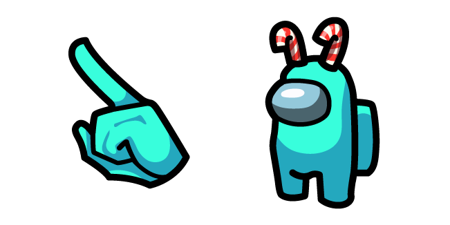 Among Us Cyan Character in Candy Canes