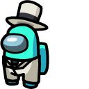 Among Us Cyan Character in White Suit Outfit cursor
