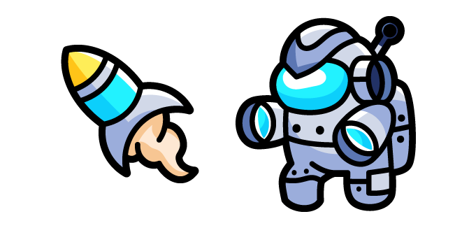 Among Us Cyborg Character and Rocket