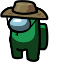 Among Us Fortegreen Character in Safari Hat cursor