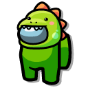 Among Us Green Character in Dino Hat cursor