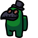 Among Us Green Character in Plague Doctor Mask cursor