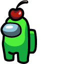 Among Us Lime Character in Cherry Hat cursor