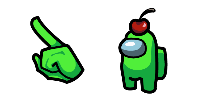 Among Us Lime Character in Cherry Hat