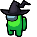 Among Us Lime Character in Witch Hat cursor