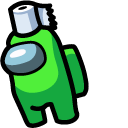 Among Us Lime Impostor in Toilet Paper Hat pointer