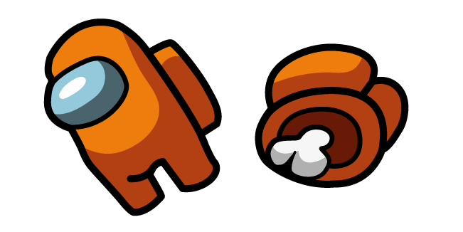 Among Us Orange Character and Dead Body