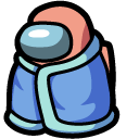 Among Us Orange Character in Blue Blanket cursor