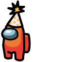Among Us Orange Character in Party Hat cursor