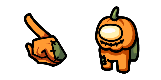 Among Us Orange Character Pumpkin Head