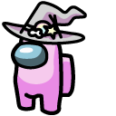 Among Us Pink Beautiful Halloween Witch Character cursor
