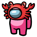 Among Us Pink Character in a Crab Hat cursor