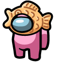 Among Us Pink Character in a Taiyaki Hat cursor