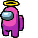 Among Us Pink Character in Angel Halo cursor