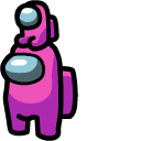 Among Us Pink Character in Crewmate Hat and Robot cursor