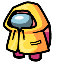 Among Us Pink Character in Yellow Raincoat cursor