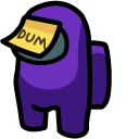 Among Us Purple Character in Dum Sticky Note cursor