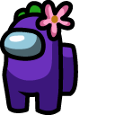 Among Us Purple Character in Flower Hat cursor