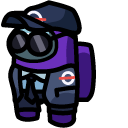 Among Us Purple Character in Security Guard Outfit cursor