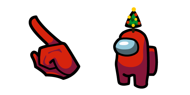 Among Us Red Character in Christmas Tree Hat