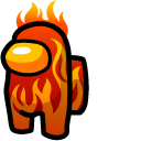 Among Us Red Character in Flames cursor