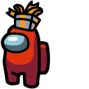 Among Us Red Character in Gift Hat cursor