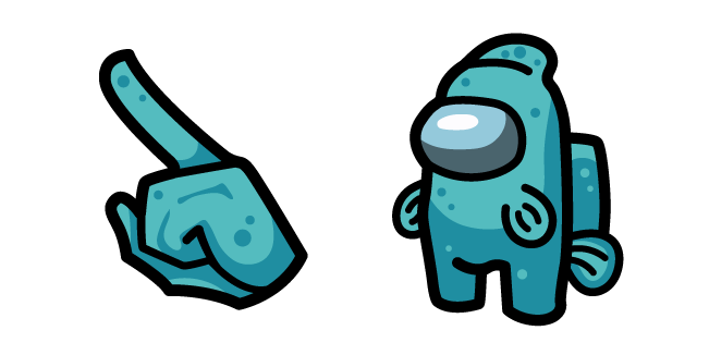 Among Us Teal Character Fish Monster