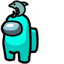 Among Us Teal Character in a Dolphin Hat cursor