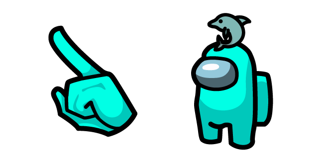 Among Us Teal Character in a Dolphin Hat