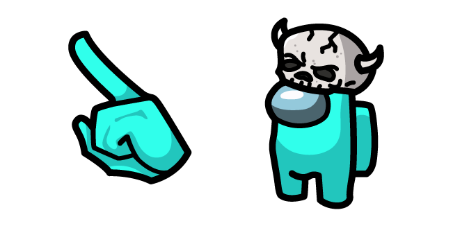 Among Us Teal Character in a Skull Hat